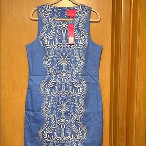 Lilly Pulitzer Blue Sleeveless Embroidered Shift  Mila 14 nwt